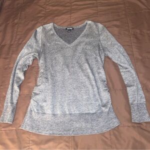 Roz & Ali gray Bneck sweater, with ruched side detail Medium, super soft